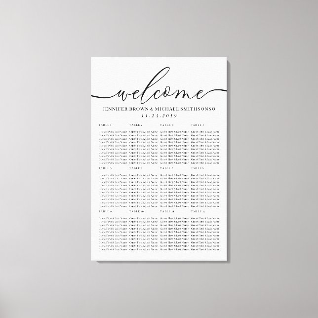 Toile Welcome Modern Clean Simple Seating Table Numbers (Recto)