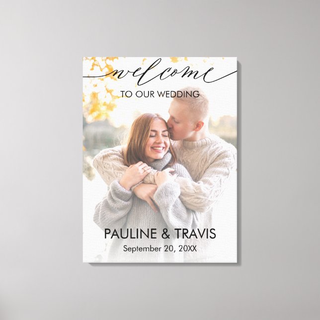 Toile Welcome sign wedding modern text (Recto)