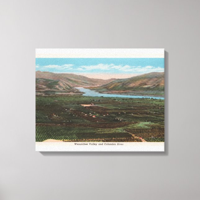 Toile Wenatchee, WAView de Valley & Columbia River (Recto)
