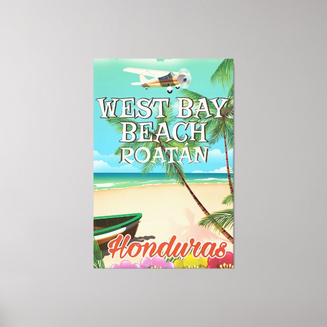 Toile West Bay Beach, Roatán Honduras affiche de voyage (Recto)