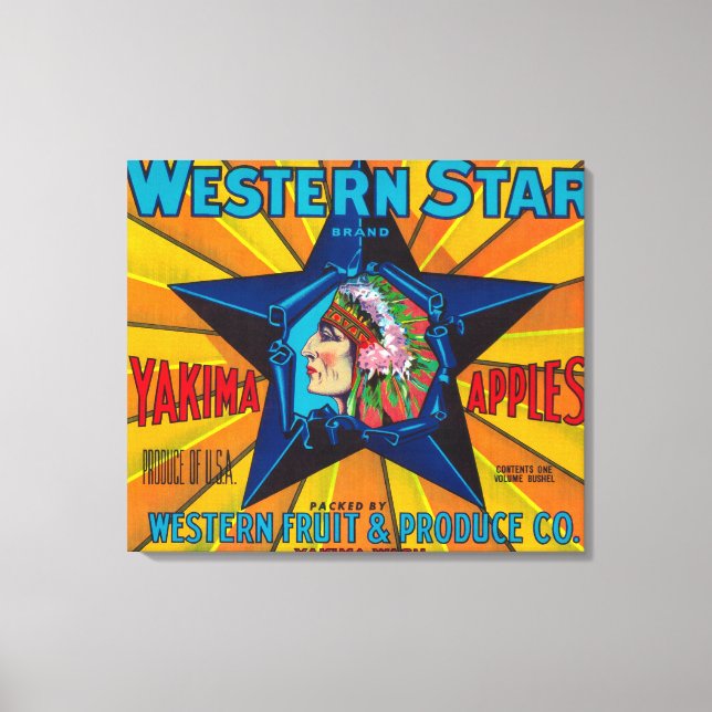 Toile Western Star Apple Étiquette - Yakima, WA (Recto)