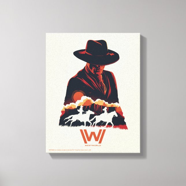 Toile Westworld | Homme en Silhouette du désert noir (Recto)