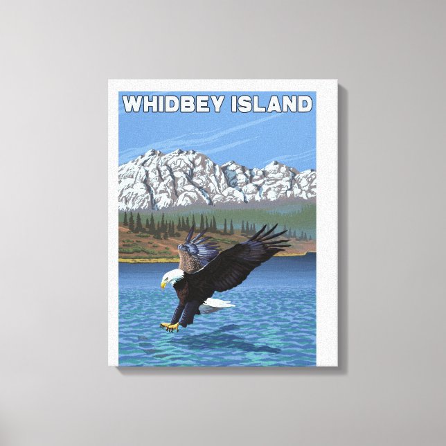 Toile Whidbey Island, Washington Eagle Fishing (Recto)