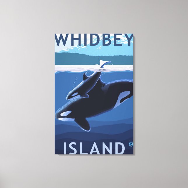 Toile Whidbey Island, Washington Orca et Calf (Recto)