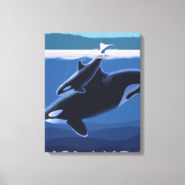 Toile Whidbey Island, Washington Orca et Calf (Recto)