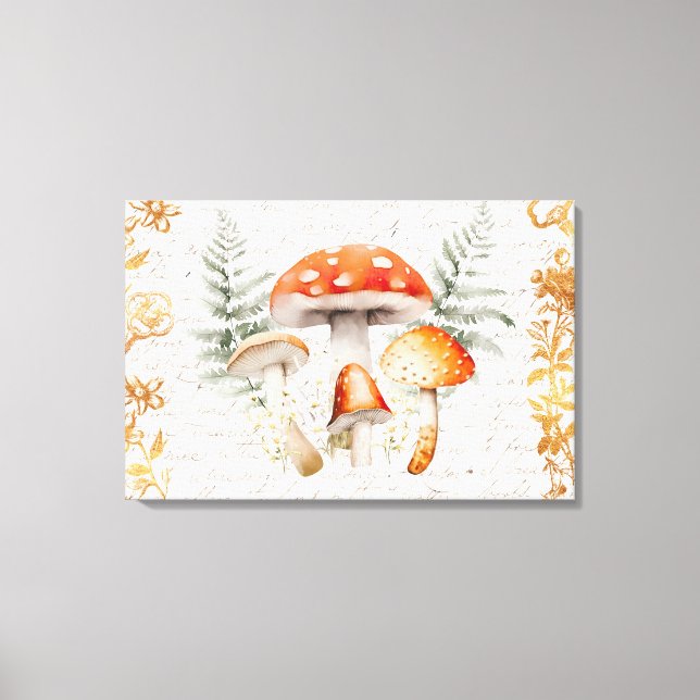 Toile Whimsical Forest Champignons Lettre Vintage Agrito (Recto)