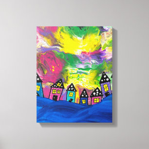 Toile Whimsical Little houses Acrylique par Michael Dool