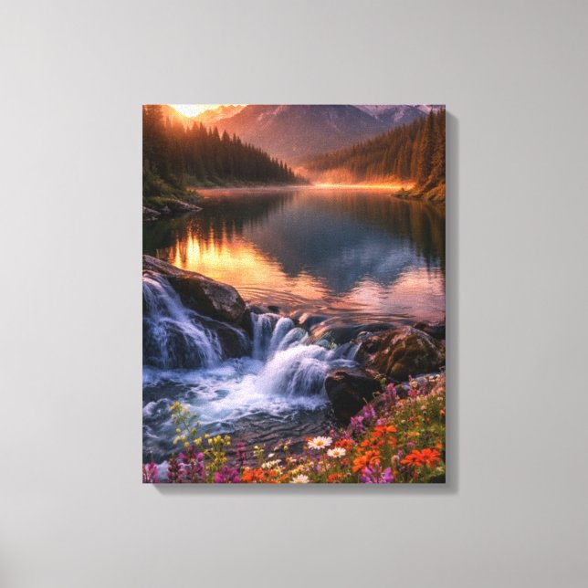 Toile Whispering Sunset Over Alpine Mountains Fall Dusk  (Recto)