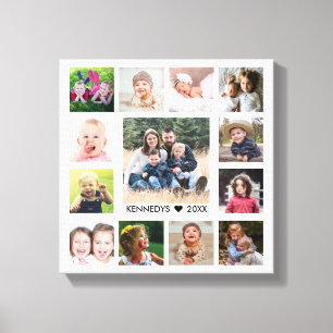 Toile White 13 Photo Collage Nom de famille Personnalis