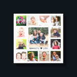 Toile White 13 Photo Collage Nom de famille Personnalisé<br><div class="desc">Créez votre propre photo collage de toile enveloppée avec 13 de vos photos préférées sur un arrière - plan blanc.Personnalisez avec le nom de famille et la date établie.</div>