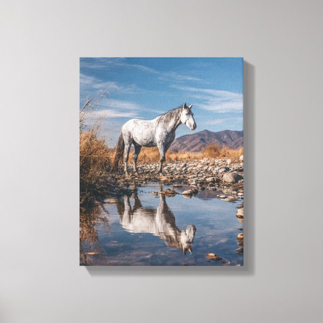 Toile White Horse Mountain Reflection River Art (Recto)