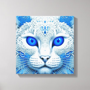 Toile White Mystical Cat Ethereal AI Art