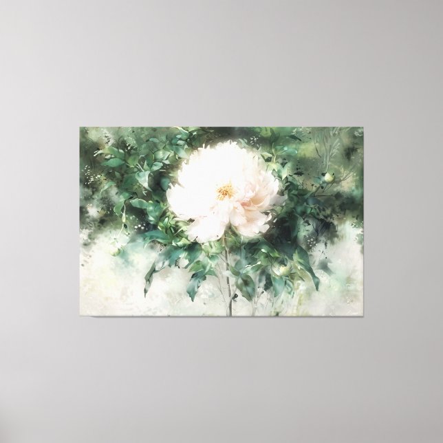 Toile *~* White PEONY TV2 Art Stretted Canvas Print (Recto)