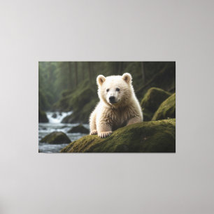 Toile White Spirit Bear Cub Wildlife Art
