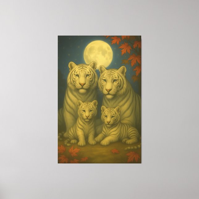 Toile White Tiger Family of Four – Moonlit Autumn Fine A (Recto)