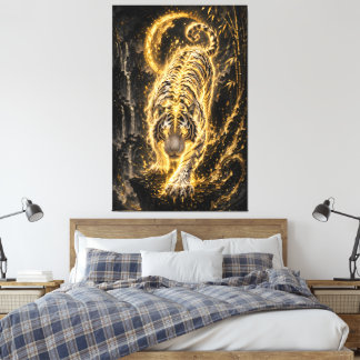 Toile White Tiger Golden Aura – Power Guardian Spirit Ti