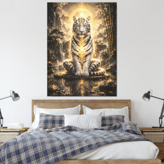 Toile White Tiger Guardian Meditation Power