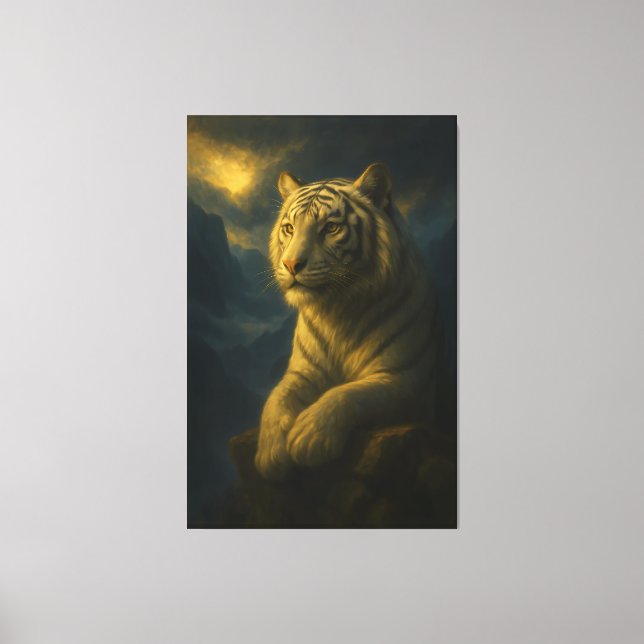 Toile white tiger, tiger art, big cat art, wildlife pain (Recto)