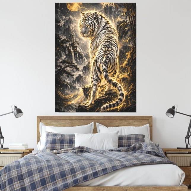 Toile White Tiger Turning Back Guardian Power (Insitu(Chambre))