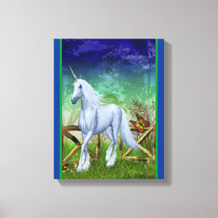 Toile White Unicorn Woodland Gate Imaginaire Cheval Art