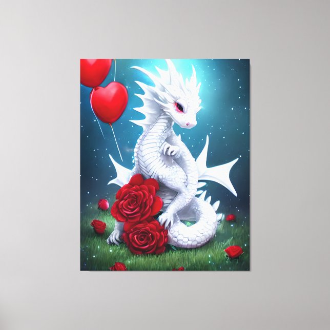 Toile White Valentine Love Dragon (Recto)