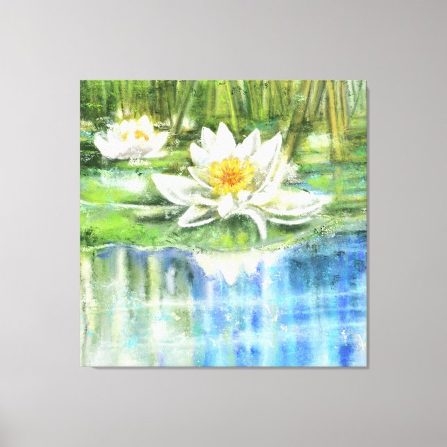 Toile White Water Lily Nymphaea alba - Peinture original (Recto)