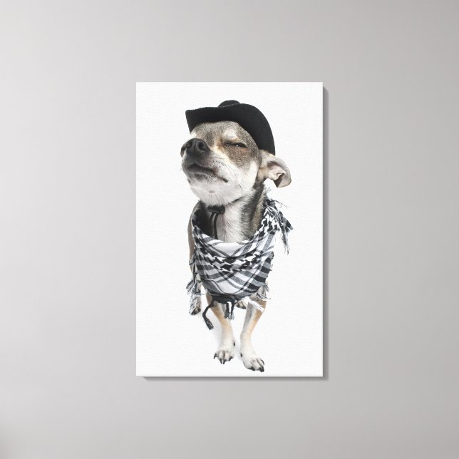 Toile Wide-angle of a Chihuahua with his eyes closed (Recto)