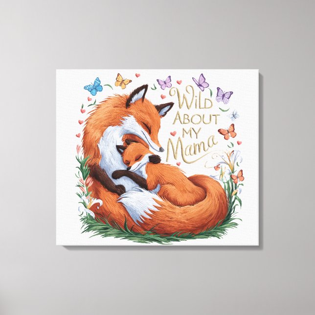 Toile Wild About My Mama Fox Watercolor Nursery Art (Recto)