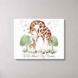 Toile Wild About My Mama Giraffe Watercolor Nursery Art