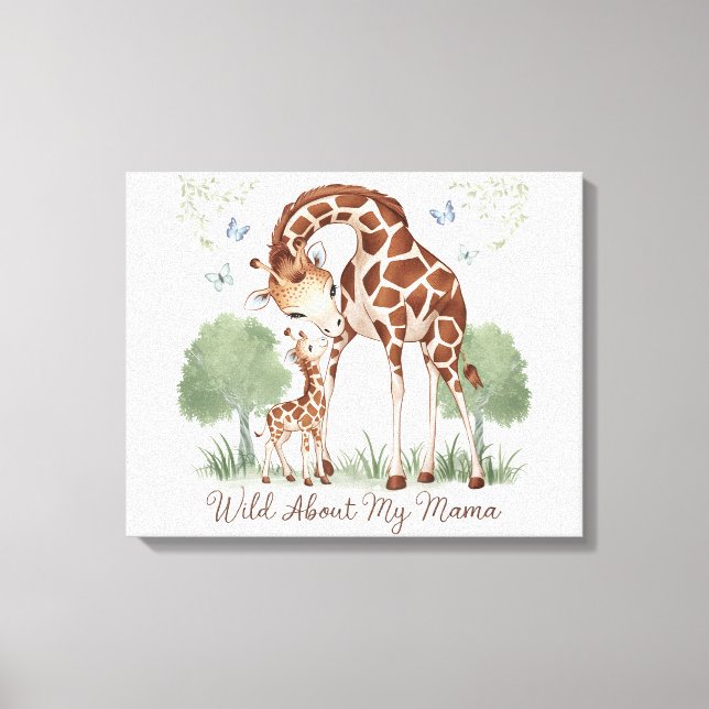 Toile Wild About My Mama Giraffe Watercolor Nursery Art (Recto)