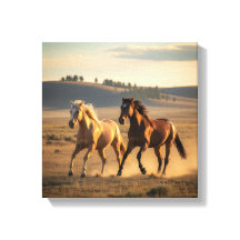 Wild Companions at Sunset – Running Horse Wall Art