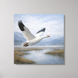 Toile Wildlife Snow Goose Flying Tundra Wetlands