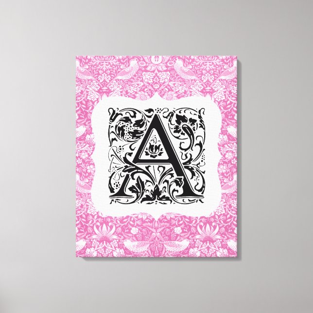 Toile William Morris Alphabet Strawberry Thief Rose (Recto)