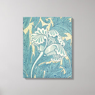 Toile William Morris Classique Tulipe Bleu Floral