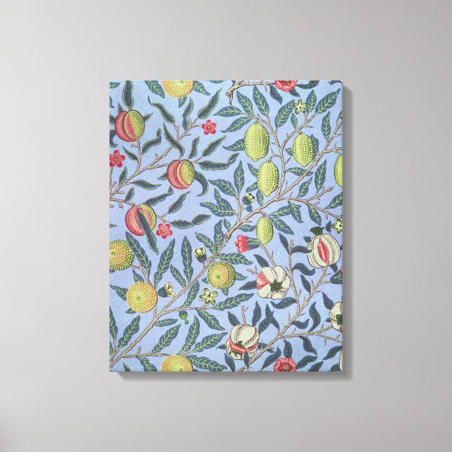Toile William Morris Fruit grenade bleu ornement (Recto)
