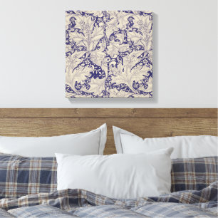 Toile William Morris Wallflower bleu damas floral