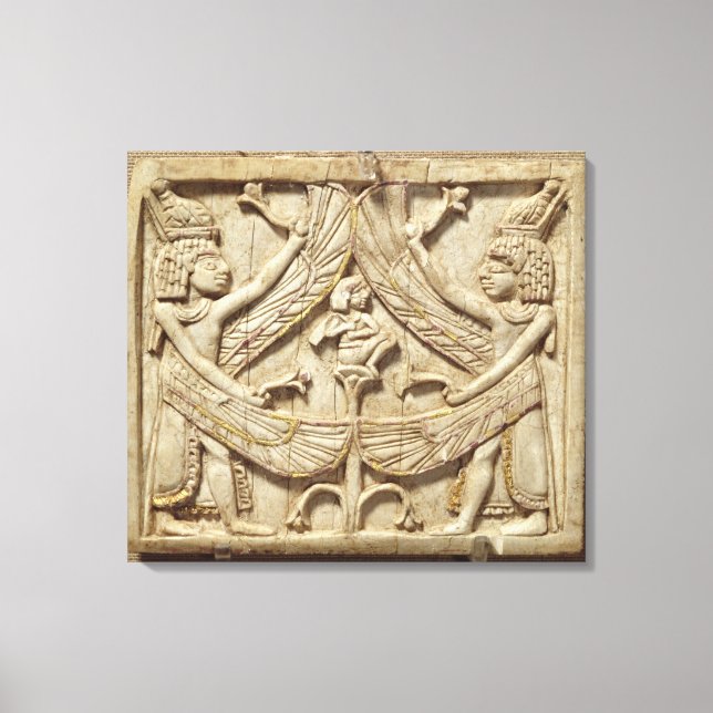 Toile Winged genii, Assyrian Period, c.750 BC (ivory) (Recto)