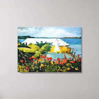 Toile Winslow Homer art : Jardin Fleur et Bungalow