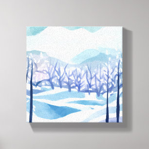Toile Winter Wonderland Snowy Blue Watercolor Peinture