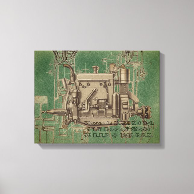 Toile Wisconsin Moteur Milwaukee Wisconsin Moteur à gaz  (Recto)