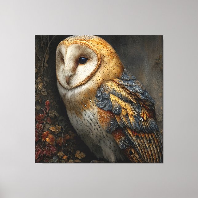Toile Wise Barn Owl Perched on Ancient (Recto)