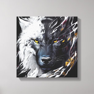 Toile Wolf Portrait Animal Peinture Faune Aventure