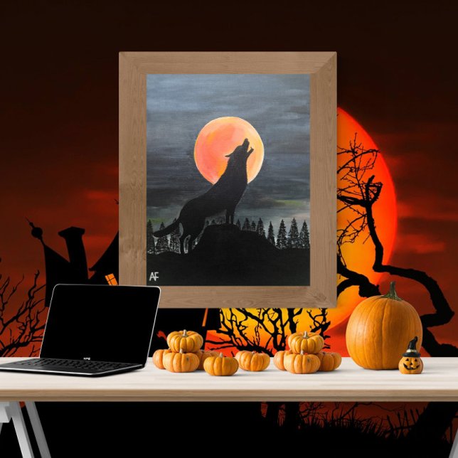 Toile Wolf Silhouette Peinture par Alfred Fox (Not Actual Size)