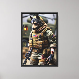 Toile Wolf Soldat Guerrier Cadre Canvas Mur Art