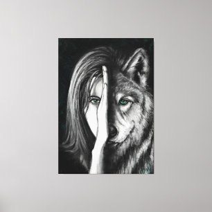 Toile Wolf Woman - Emotion Canvas Imprimer - Peinture Ar