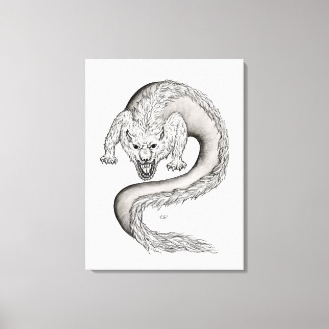Toile Wolfdragon design noir et blanc (Recto)