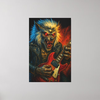 Toile Wolve en métal lourd jouant de la guitare