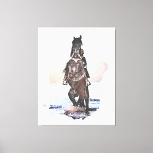 Toile *~* Woman Horse Beach AR22 Aquarelle équine