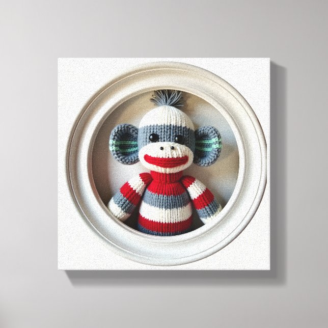 Toile Wonder Wall Art Stried Sock Monkey Délice (Recto)