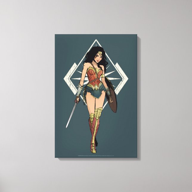 Toile Wonder Woman With Sword Comic Art (Recto)